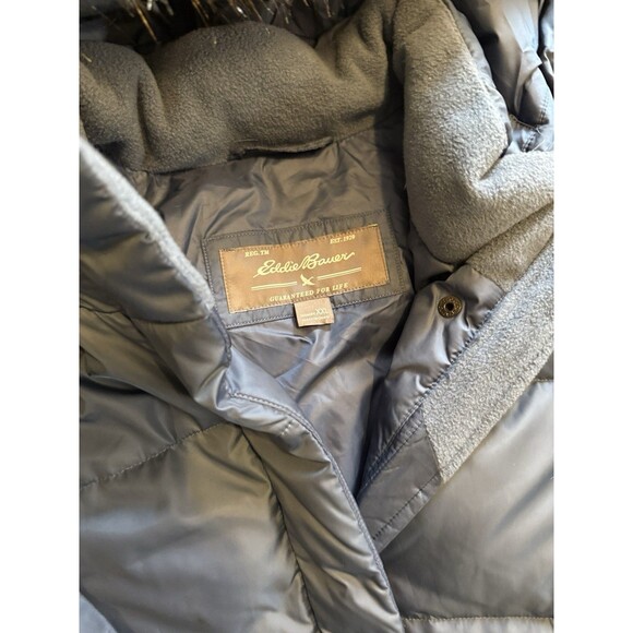Eddie Bauer Hooded Parka Jacket Glacier Blue Good Down Womens Size 2XL XXL Fur - Picture 4 of 9